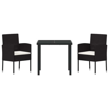 Trädgårdsmöbelset med kudde 3 pcs Svart konstrotting