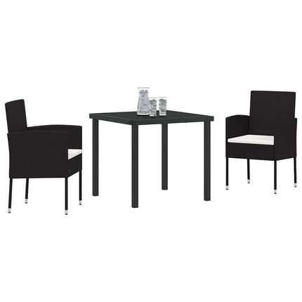 Trädgårdsmöbelset med kudde 3 pcs Svart konstrotting