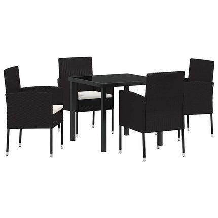 Trädgårdsmöbelset med kudde 5 pcs Svart konstrotting