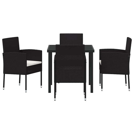 Trädgårdsmöbelset med kudde 5 pcs Svart konstrotting