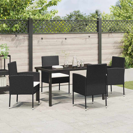 Trädgårdsmöbelset med kudde 5 pcs Svart konstrotting