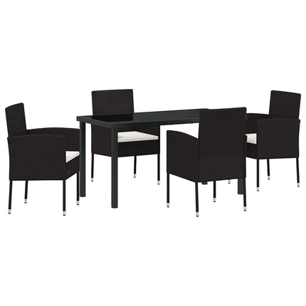 Trädgårdsmöbelset med kudde 5 pcs Svart konstrotting