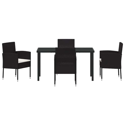 Trädgårdsmöbelset med kudde 5 pcs Svart konstrotting