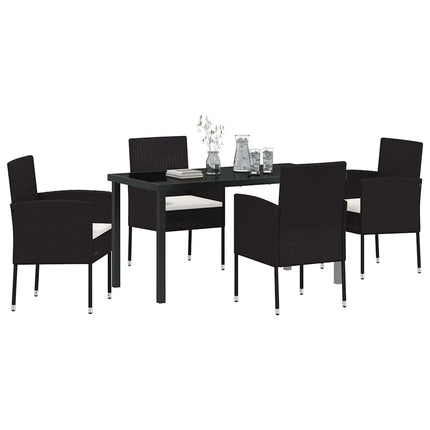 Trädgårdsmöbelset med kudde 5 pcs Svart konstrotting