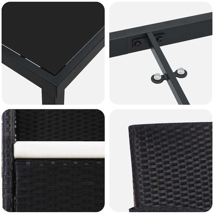 Trädgårdsmöbelset med kudde 5 pcs Svart konstrotting