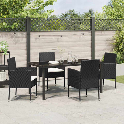 Trädgårdsmöbelset med kudde 5 pcs Svart konstrotting