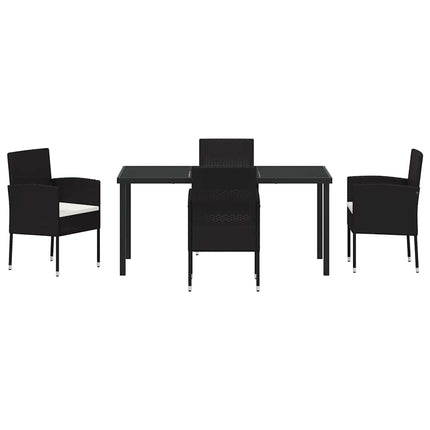 Trädgårdsmöbelset med kudde 5 pcs Svart konstrotting