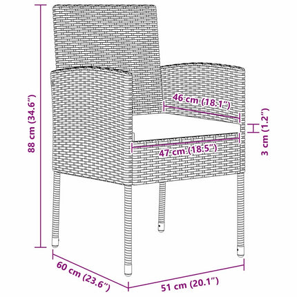 Trädgårdsmöbelset med kudde 5 pcs Svart konstrotting