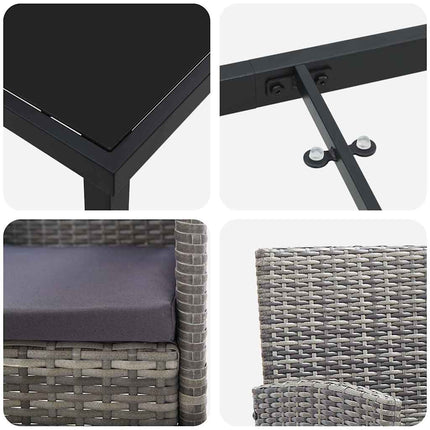 Trädgårdsmöbelset med kudde 3 pcs Grå konstrotting
