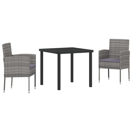 Trädgårdsmöbelset med kudde 3 pcs Grå konstrotting