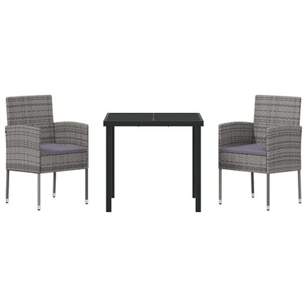 Trädgårdsmöbelset med kudde 3 pcs Grå konstrotting