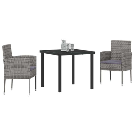 Trädgårdsmöbelset med kudde 3 pcs Grå konstrotting