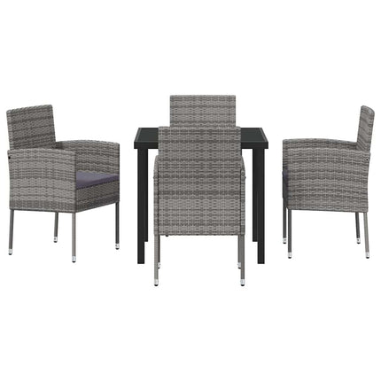 Trädgårdsmöbelset med kudde 5 pcs Grå konstrotting