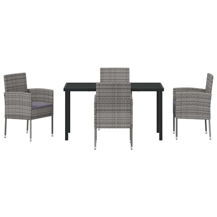Trädgårdsmöbelset med kudde 5 pcs Grå konstrotting