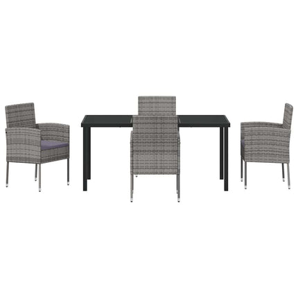 Trädgårdsmöbelset med kudde 5 pcs Grå konstrotting
