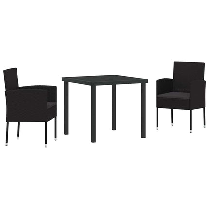 Trädgårdsmöbelset med kudde 3 pcs Svart konstrotting