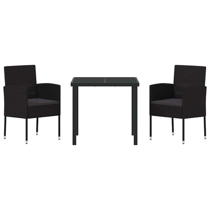 Trädgårdsmöbelset med kudde 3 pcs Svart konstrotting