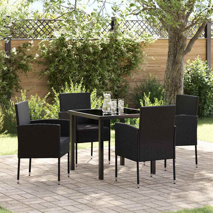 Trädgårdsmöbelset med kudde 5 pcs Svart konstrotting