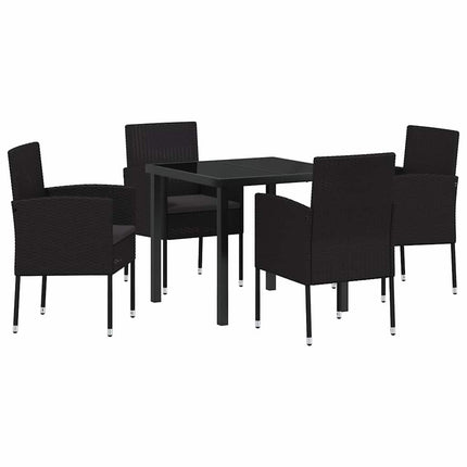Trädgårdsmöbelset med kudde 5 pcs Svart konstrotting