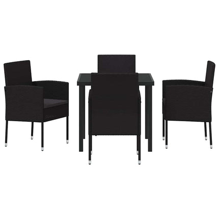 Trädgårdsmöbelset med kudde 5 pcs Svart konstrotting