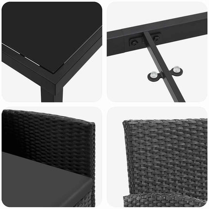 Trädgårdsmöbelset med kudde 5 pcs Svart konstrotting