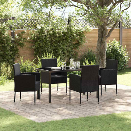 Trädgårdsmöbelset med kudde 5 pcs Svart konstrotting