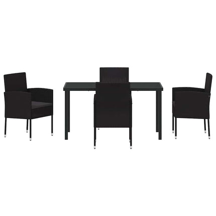 Trädgårdsmöbelset med kudde 5 pcs Svart konstrotting