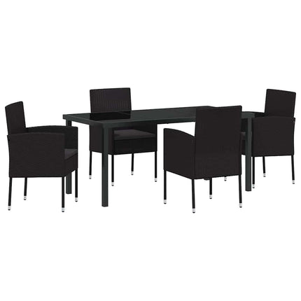 Trädgårdsmöbelset med kudde 5 pcs Svart konstrotting