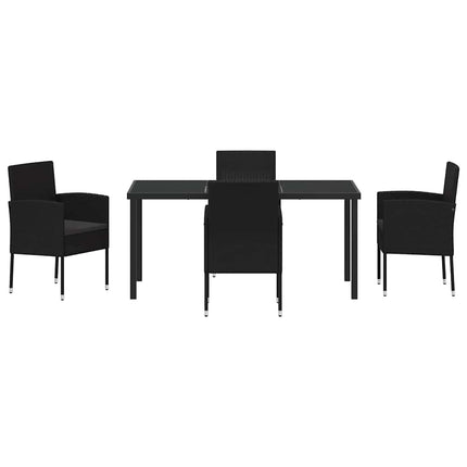 Trädgårdsmöbelset med kudde 5 pcs Svart konstrotting