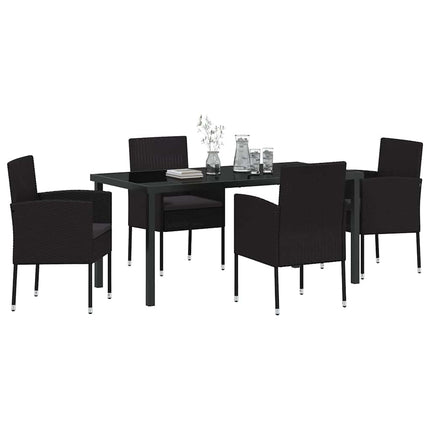 Trädgårdsmöbelset med kudde 5 pcs Svart konstrotting