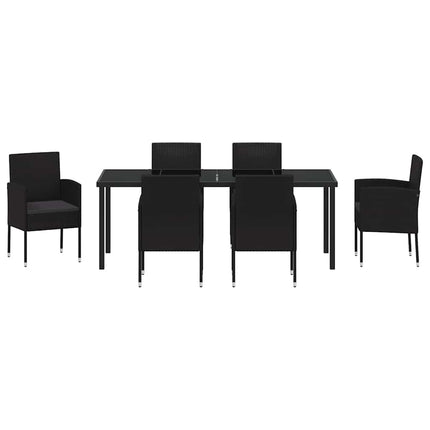 Trädgårdsmöbelset med kudde 7 pcs Svart konstrotting