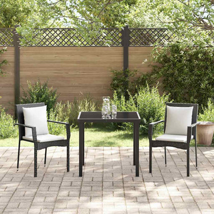 Trädgårdsmöbelset med kudde 3 pcs Svart konstrotting