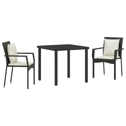 Trädgårdsmöbelset med kudde 3 pcs Svart konstrotting