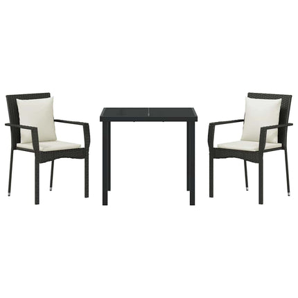 Trädgårdsmöbelset med kudde 3 pcs Svart konstrotting