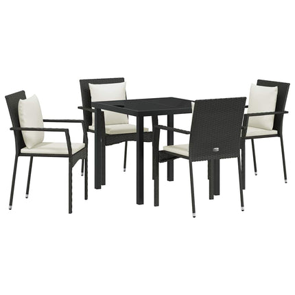 Trädgårdsmöbelset med kudde 5 pcs Svart konstrotting