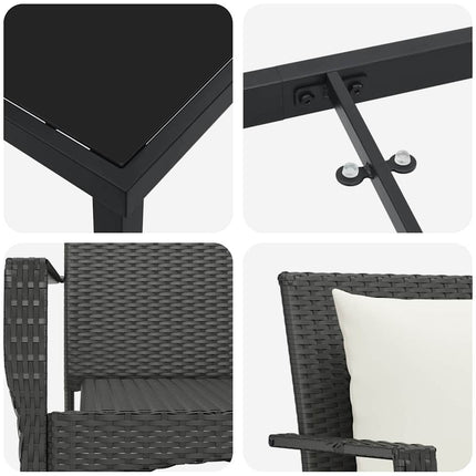 Trädgårdsmöbelset med kudde 5 pcs Svart konstrotting