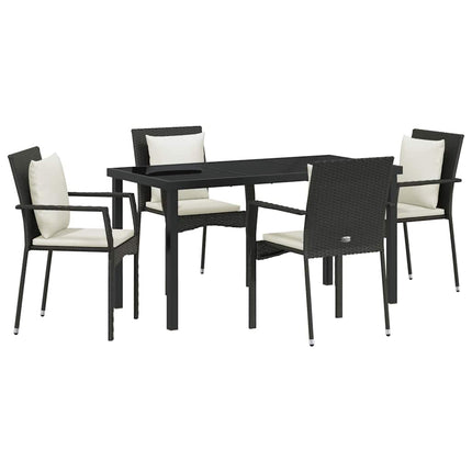Trädgårdsmöbelset med kudde 5 pcs Svart konstrotting