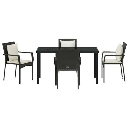 Trädgårdsmöbelset med kudde 5 pcs Svart konstrotting
