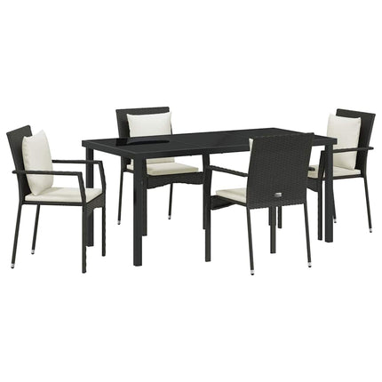 Trädgårdsmöbelset med kudde 5 pcs Svart konstrotting