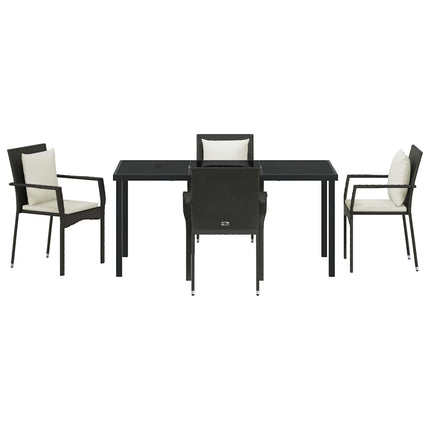 Trädgårdsmöbelset med kudde 5 pcs Svart konstrotting