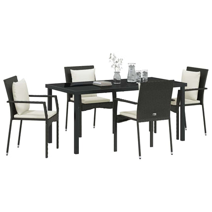 Trädgårdsmöbelset med kudde 5 pcs Svart konstrotting