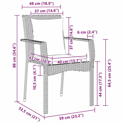 Trädgårdsmöbelset med kudde 5 pcs Svart konstrotting