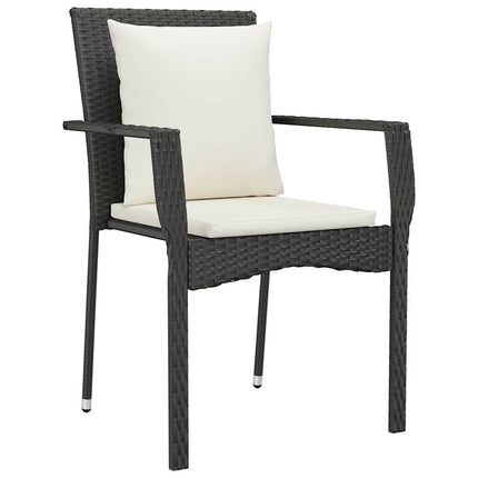 Trädgårdsmöbelset med kudde 7 pcs Svart konstrotting