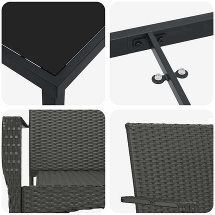 Trädgårdsmöbelset med kudde 3 pcs Svart konstrotting