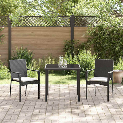 Trädgårdsmöbelset med kudde 3 pcs Svart konstrotting