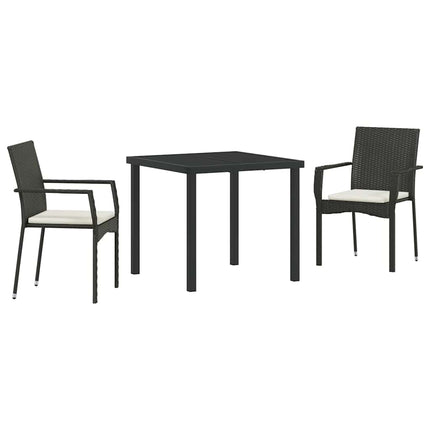 Trädgårdsmöbelset med kudde 3 pcs Svart konstrotting