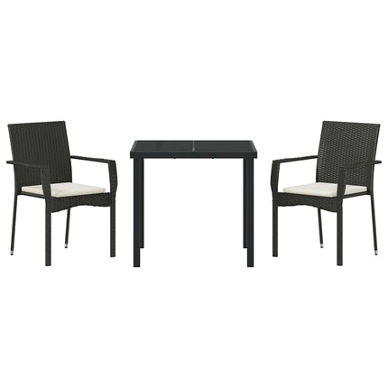 Trädgårdsmöbelset med kudde 3 pcs Svart konstrotting