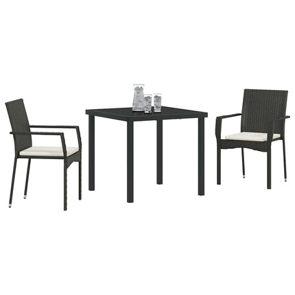 Trädgårdsmöbelset med kudde 3 pcs Svart konstrotting