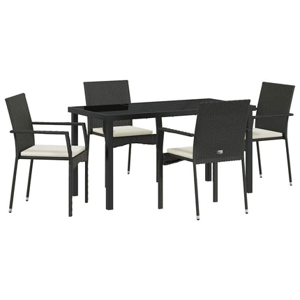 Trädgårdsmöbelset med kudde 5 pcs Svart konstrotting