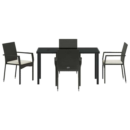 Trädgårdsmöbelset med kudde 5 pcs Svart konstrotting